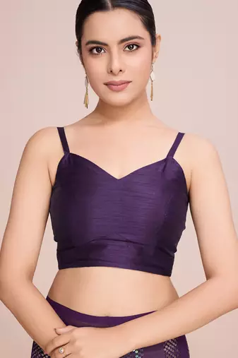 Embellished wine color  bollywood georgette saree with unstiched blouse