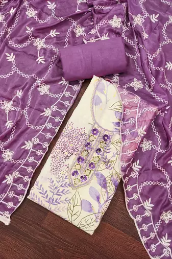 Women's multi handwork jaam cotton dress material