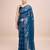 Embellished petrol blue color  bollywood georgette saree with unstiched blouse
