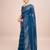 Embellished petrol blue color  bollywood georgette saree with unstiched blouse