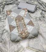 Women's multi unstitched handwork cotton dress material 