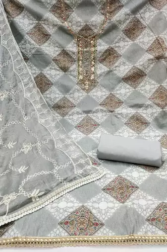 Women's multi handwork cotton dress material