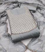 Women's grey embroiderd modal chanderi dress material