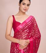 Embellished rose color  bollywood georgette saree with unstiched blouse