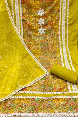 Women's multi embroiderd roman cotton silk dress material 2