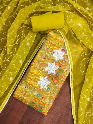 Women's multi embroiderd roman cotton silk dress material 3