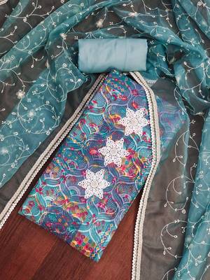 Women's multi embroiderd roman cotton silk dress material 3