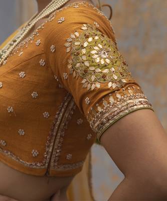 yellow embroidered silk Lehenga 2