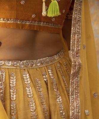 yellow embroidered silk Lehenga 4