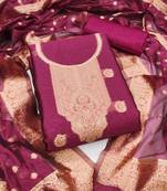 Women's magenta unstitched woven simmer silk dress material