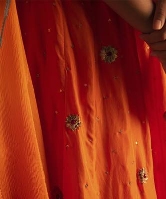 orange embroidered silk Lehenga 3