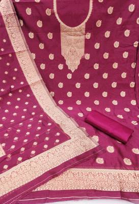 Women's magenta woven simmer silk dress material 2