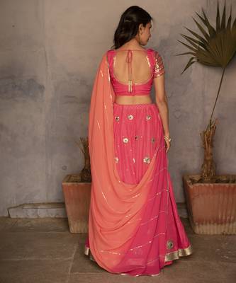 pink embroidered silk Lehenga 5