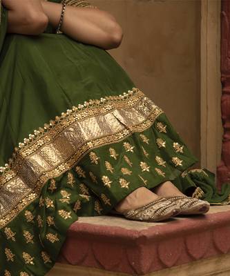 dark green embroidered silk Lehenga 5
