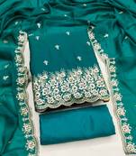 Women's sea green embroiderd georgette dress material