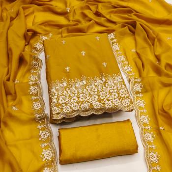 Women's mehandi embroiderd georgette dress material 1