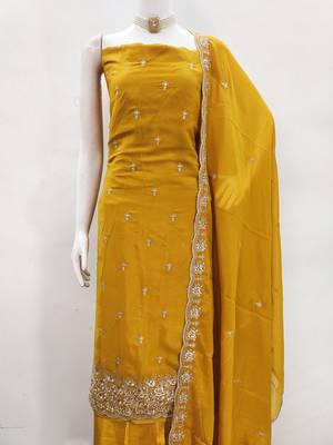 Women's mehandi embroiderd georgette dress material 2