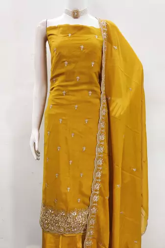 Women's mehandi embroiderd georgette dress material