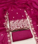 Women's magenta unstitched embroiderd georgette dress material 