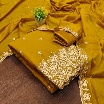 Women's mehandi embroiderd georgette dress material 3