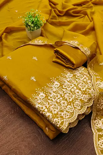 Women's mehandi embroiderd georgette dress material