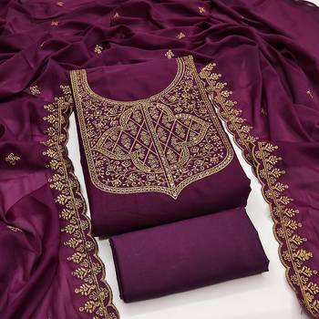 Women's voilet embroiderd georgette dress material 1