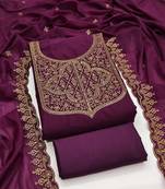 Women's voilet unstitched embroiderd georgette dress material