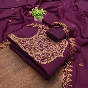 Women's voilet embroiderd georgette dress material 3