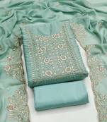 Women's sea green embroiderd georgette dress material