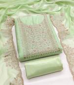 Women's light green embroiderd georgette dress material
