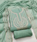Women's sea green embroiderd georgette dress material