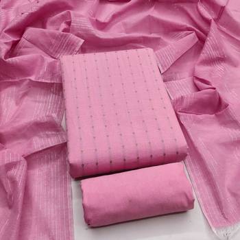 Women's pink woven cotton jacquard dress material 1
