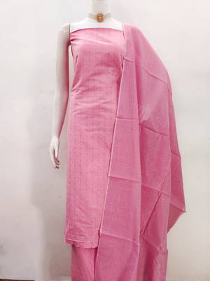 Women's pink woven cotton jacquard dress material 2