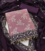 Women's levender embroiderd zomata silk dress material