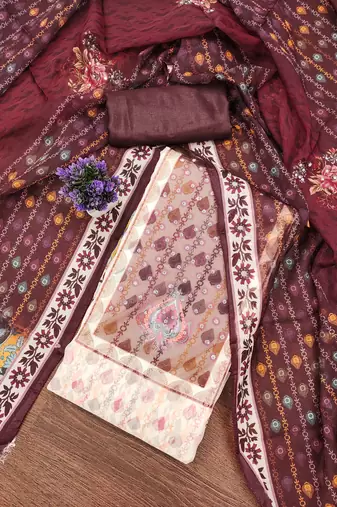 Women's multi unstitched printed organza dress material 