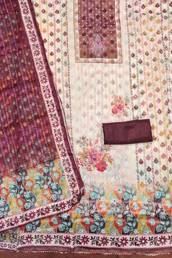 Women's multi printed organza dress material