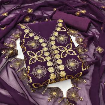 Women's purple embroiderd georgette dress material 3