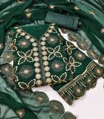 Women's green embroiderd georgette dress material