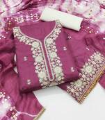 Women's purple embroiderd jalpari cotton dress material