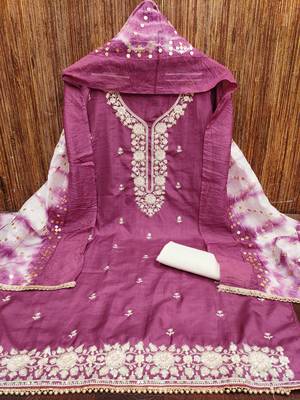 Women's purple embroiderd jalpari cotton dress material 2