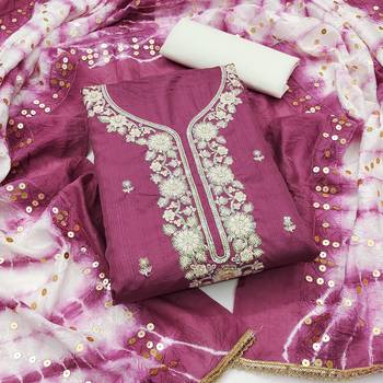 Women's purple embroiderd jalpari cotton dress material 3