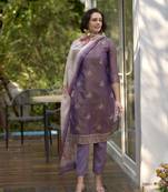 Women's Gorgeous Tissue Embroidery Straight Kurta with Pant And Dupatta Set
