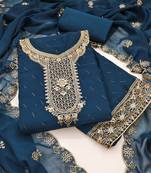 Women's blue embroiderd georgette dress material