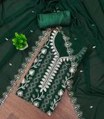 Women's green embroiderd georgette dress material