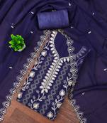 Women's blue embroiderd georgette dress material