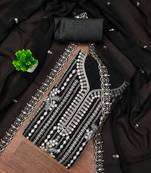Women's black embroiderd georgette dress material
