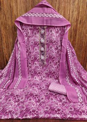 Women's multi embroiderd cotton dress material 3