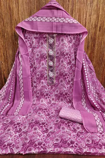 Women's multi embroiderd cotton dress material