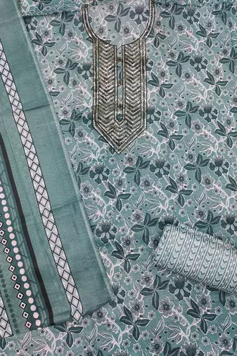Women's multi embroiderd cotton dress material