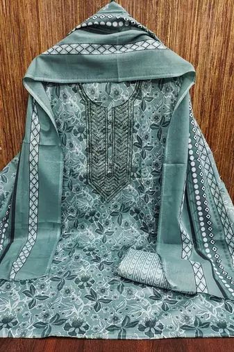 Women's multi embroiderd cotton dress material